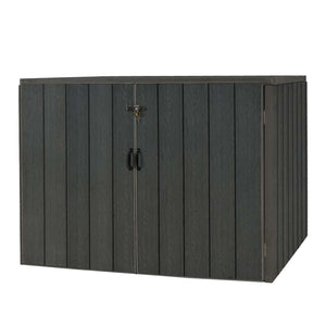 Premium Mülltonnenbox XL Metall Holzoptik grau, erweiterbar