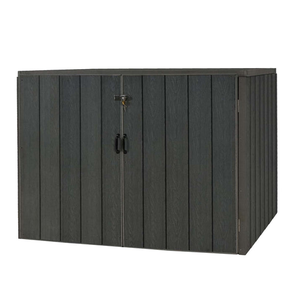 Premium Mülltonnenbox XL Metall Holzoptik grau, erweiterbar