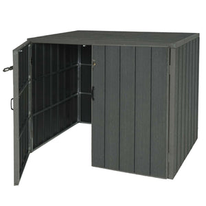 Premium Mülltonnenbox XL Metall Holzoptik grau, erweiterbar