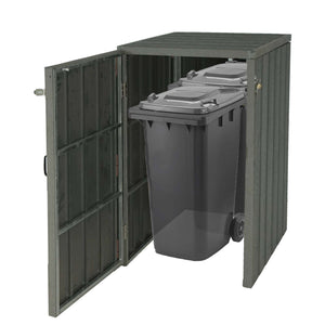 Premium Mülltonnenbox WPC Metall Holzoptik XL grau erweiterbar