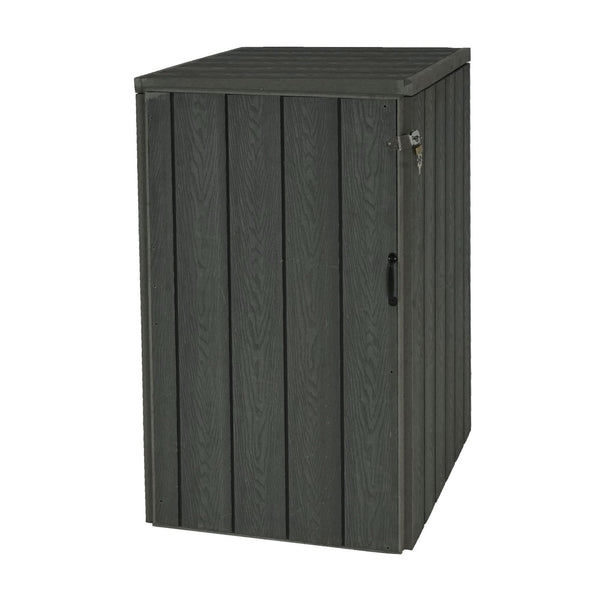 Premium Mülltonnenbox WPC Metall Holzoptik XL grau erweiterbar
