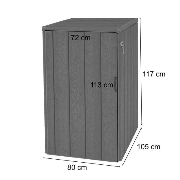 Premium Mülltonnenbox WPC Metall Holzoptik XL grau erweiterbar