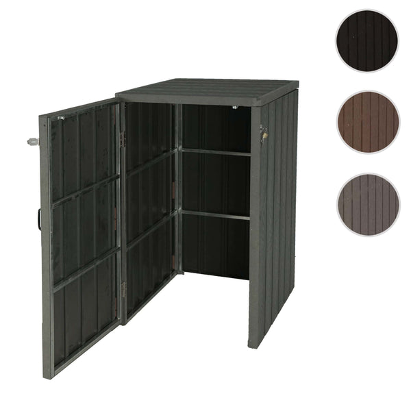 Premium Mülltonnenbox WPC Metall Holzoptik XL grau erweiterbar