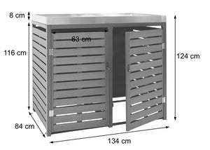 Mülltonnenbox mit Pflanzkasten aus WPC & Edelstahl. anthrazit