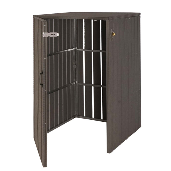 Grosse Mülltonnenbox WPC/Metall in Holzoptik, grau, erweiterbar