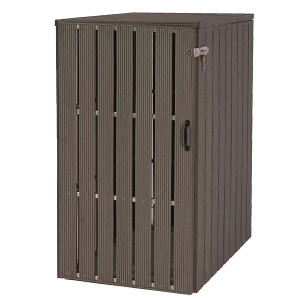 Grosse Mülltonnenbox WPC/Metall in Holzoptik, grau, erweiterbar