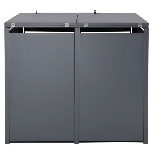 Metall Mülltonnenbox XL anthrazit, Kirsche-Holzoptik, 2/4er