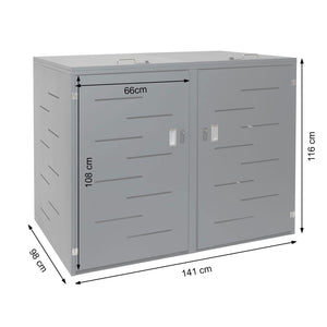 Mülltonnenbox Edelstahl XL für 2/4 Tonnen, erweiterbar, wetterfest