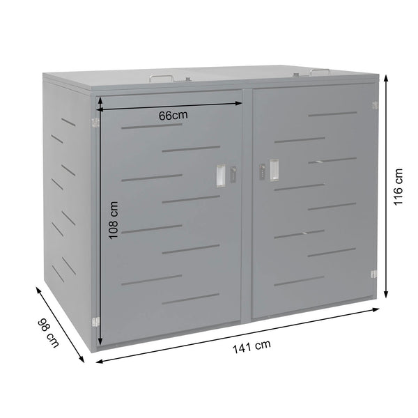 Mülltonnenbox Edelstahl XL für 2/4 Tonnen, erweiterbar, wetterfest