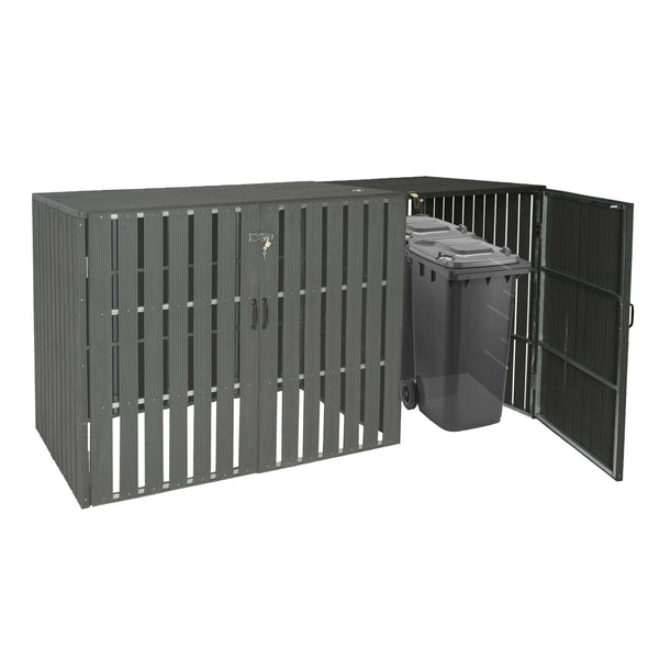 WPC Mülltonnenbox XL Erweiterung Metall Holzoptik Anthrazit