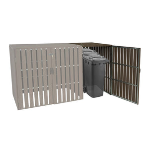 Mülltonnenbox XL Metall Holzoptik Braun. Erweiterung für 1-2 Tonnen