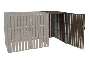 Mülltonnenbox XL Metall Holzoptik Braun. Erweiterung für 1-2 Tonnen