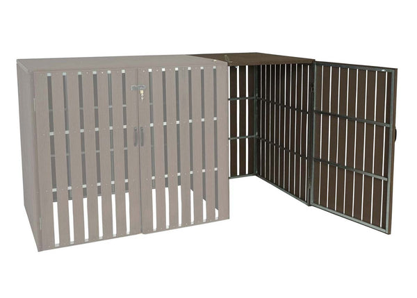 Mülltonnenbox XL Metall Holzoptik Braun. Erweiterung für 1-2 Tonnen