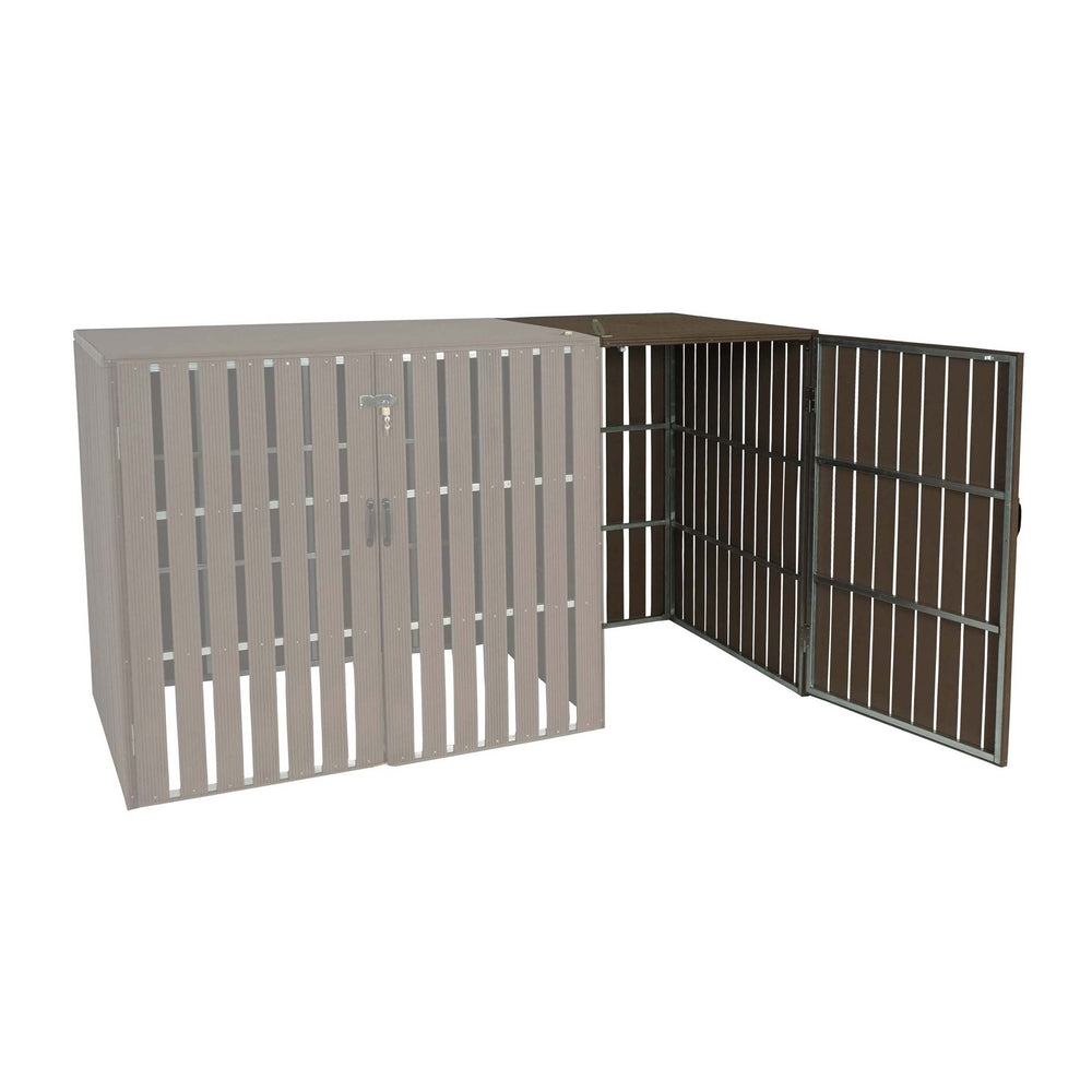 Mülltonnenbox XL Metall Holzoptik Braun. Erweiterung für 1-2 Tonnen