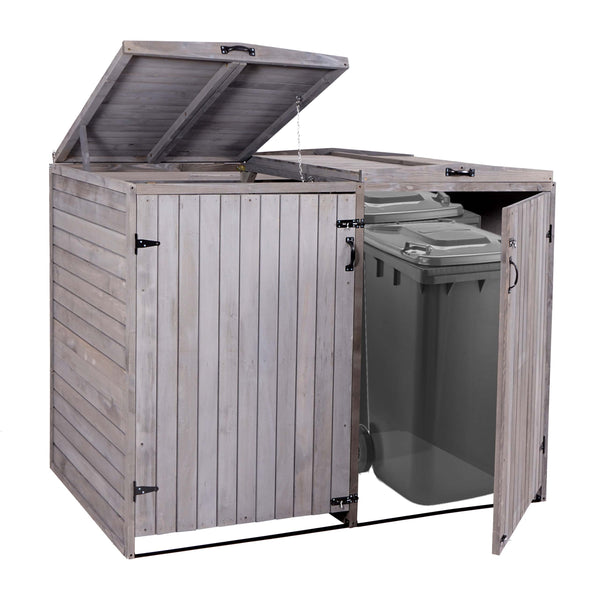 Mülltonnenbox XL aus Holz, anthrazit-grau, erweiterbar