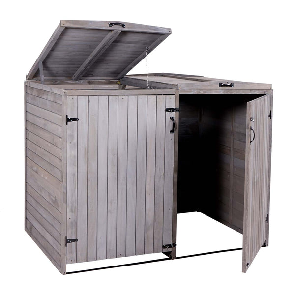 Mülltonnenbox XL aus Holz, anthrazit-grau, erweiterbar