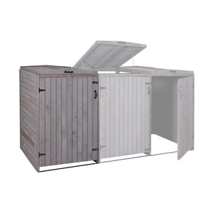 Erweiterbare XL Mülltonnenbox aus Holz, anthrazit-grau, 2er-Set
