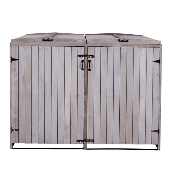 Mülltonnenbox XL aus Holz, anthrazit-grau, erweiterbar