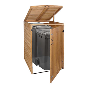 Erweiterbare Mülltonnenbox aus Holz Braun 126x80x98cm XL