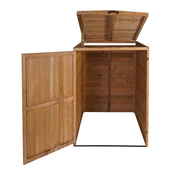 Erweiterbare Mülltonnenbox aus Holz Braun 126x80x98cm XL