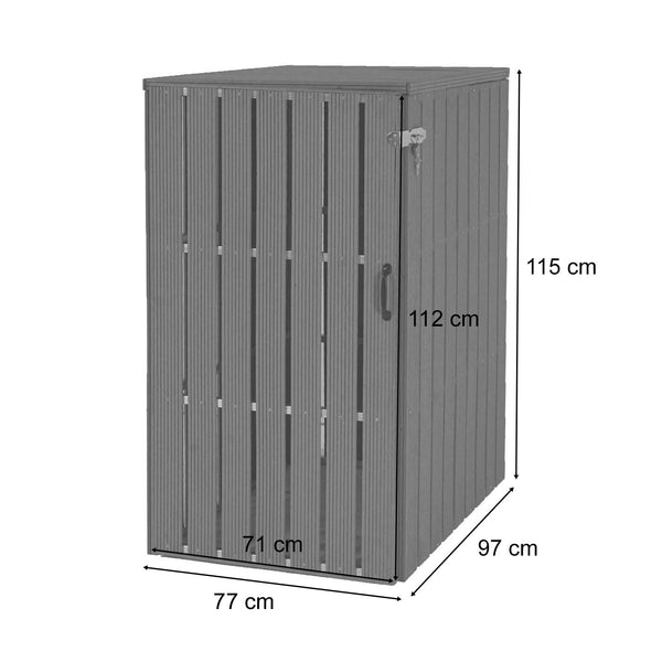 Mülltonnenbox XL anthrazit, Metall Holzoptik, erweiterbar