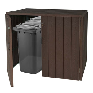 Mülltonnenbox XL aus Metall in Holzoptik, erweiterbar, braun