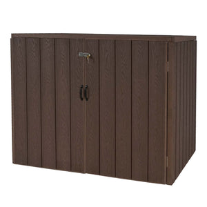Mülltonnenbox XL aus Metall in Holzoptik, erweiterbar, braun