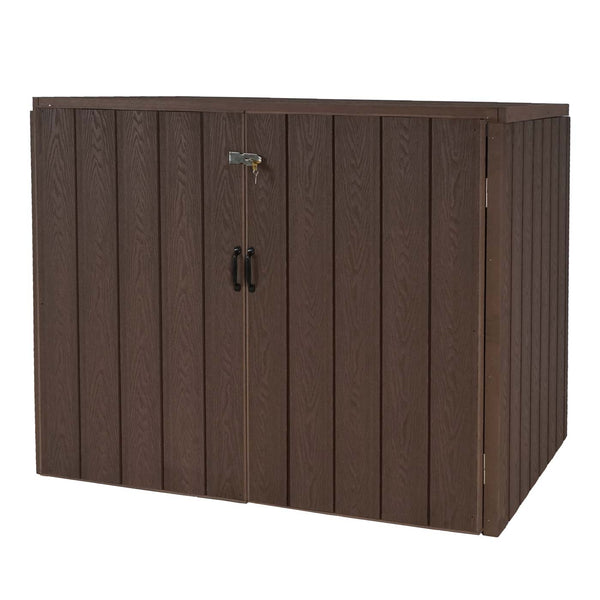Mülltonnenbox XL aus Metall in Holzoptik, erweiterbar, braun