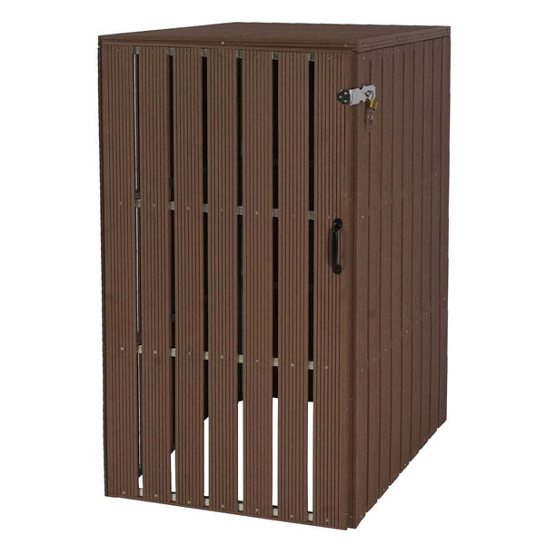 Mülltonnenbox XL Metall in Holzoptik, erweiterbar, braun