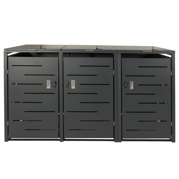 Mülltonnenbox XL anthrazit Stahl. 3er/6er. erweiterbar. 116x212x98cm
