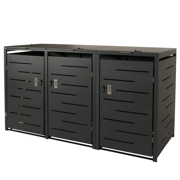 Mülltonnenbox XL anthrazit Stahl. 3er/6er. erweiterbar. 116x212x98cm
