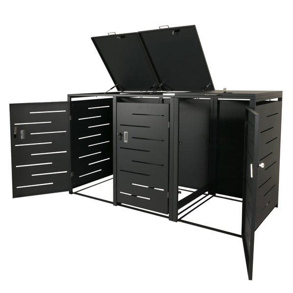 Mülltonnenbox XL anthrazit Stahl. 3er/6er. erweiterbar. 116x212x98cm