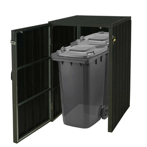 Mülltonnenbox XL anthrazit, WPC & Metall, Holzoptik, erweiterbar