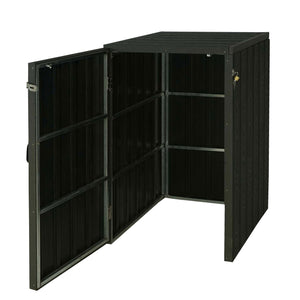 Mülltonnenbox XL anthrazit, WPC & Metall, Holzoptik, erweiterbar