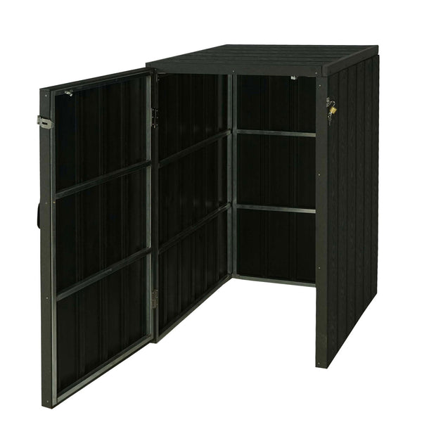 Mülltonnenbox XL anthrazit, WPC & Metall, Holzoptik, erweiterbar