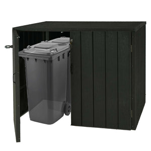 WPC Mülltonnenbox XL erweiterbar anthrazit Holzoptik Metall