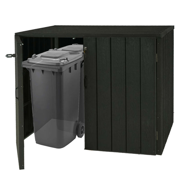 WPC Mülltonnenbox XL erweiterbar anthrazit Holzoptik Metall