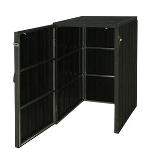 Mülltonnenbox XL anthrazit, WPC & Metall, Holzoptik, erweiterbar