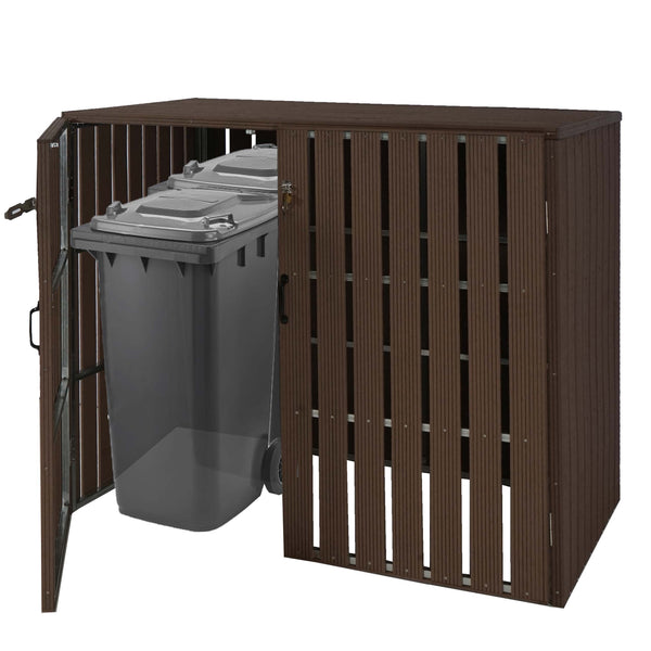 WPC Mülltonnenbox XL braun, Metall Holzoptik, erweiterbar