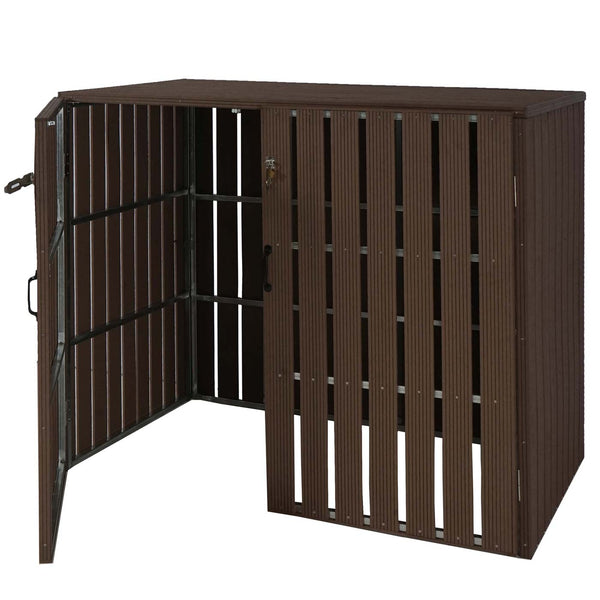 WPC Mülltonnenbox XL braun, Metall Holzoptik, erweiterbar