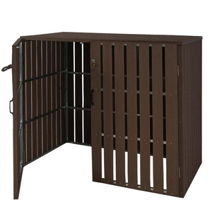 WPC Mülltonnenbox XL braun, Metall Holzoptik, erweiterbar