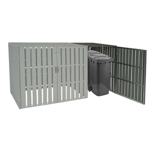 WPC Mülltonnenbox XL Grau, Metall, Holzoptik, Erweiterbar