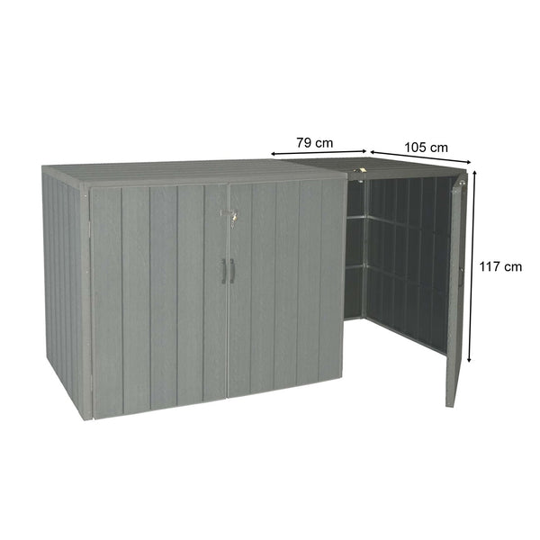 WPC Mülltonnenbox XL in Grau, Metall Holzoptik, Erweiterung