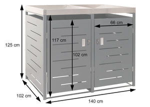 XXL Mülltonnenbox Edelstahl mit Pflanzkasten, erweiterbar, wetterfest