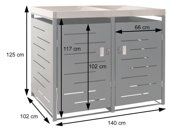 XXL Mülltonnenbox Edelstahl mit Pflanzkasten, erweiterbar, wetterfest