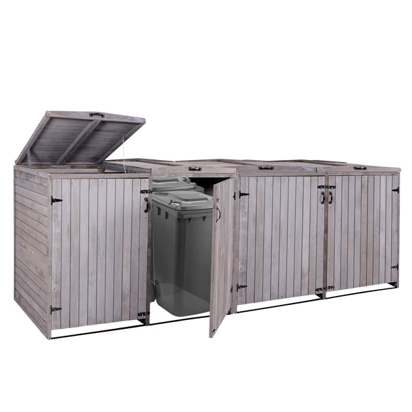 Erweiterbare XXL Mülltonnenbox für 4–8 Tonnen, Holz anthrazit-grau