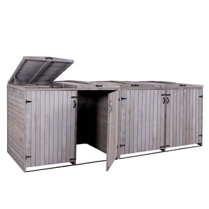 Erweiterbare XXL Mülltonnenbox für 4–8 Tonnen, Holz anthrazit-grau