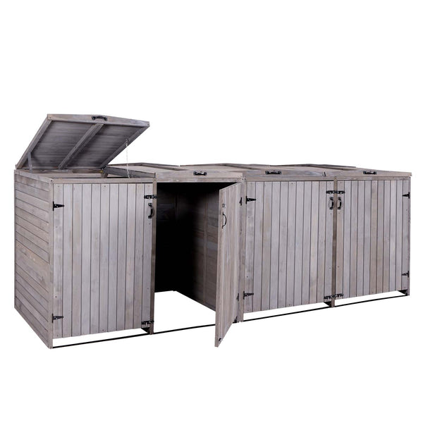 Erweiterbare XXL Mülltonnenbox für 4–8 Tonnen, Holz anthrazit-grau