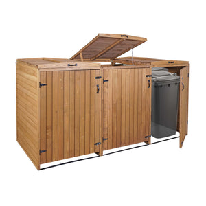 XXL Mülltonnenbox aus Holz, erweiterbar, 3er/6er, braun