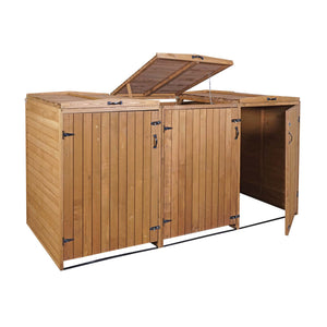 XXL Mülltonnenbox aus Holz, erweiterbar, 3er/6er, braun